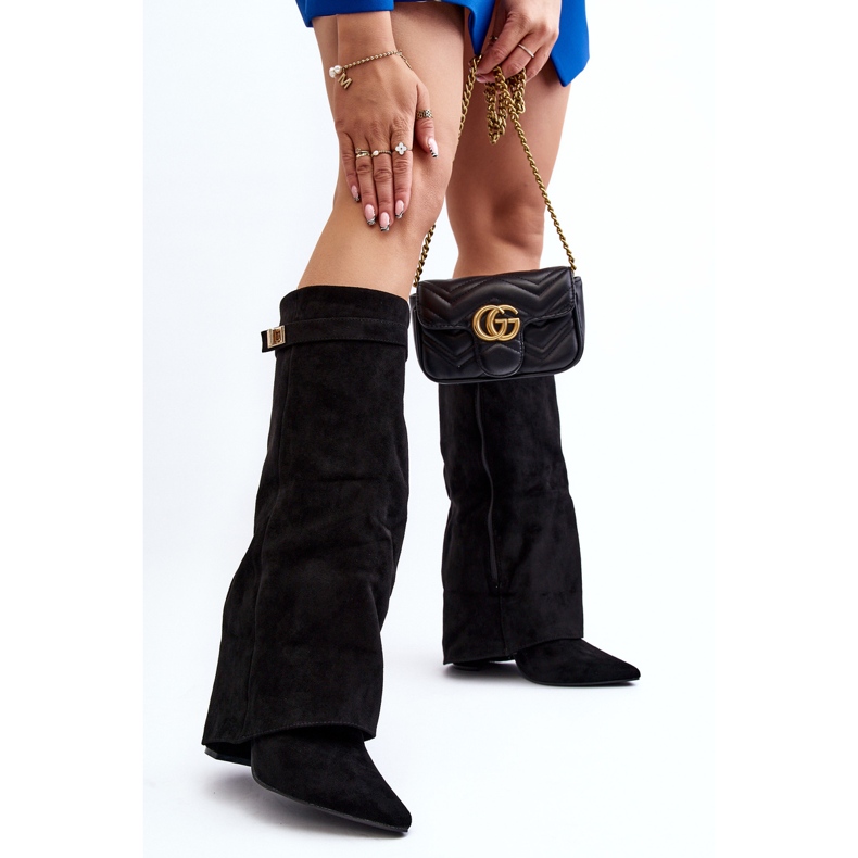 Overknee-Stiefel mit hohem Absatz für Damen in Schwarz von Portora 2
