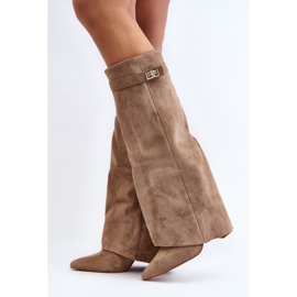 Overknee-Stiefel für Damen mit hohem Absatz, Beige Portora 1