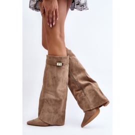Overknee-Stiefel für Damen mit hohem Absatz, Beige Portora 2