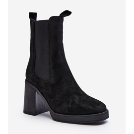 Schwarze Piovere-Damenstiefel mit klobigem Absatz 1
