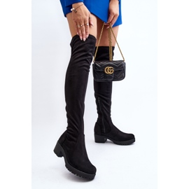 Overknee-Stiefel mit niedrigem Absatz für Damen in Schwarz von Berrinda 2