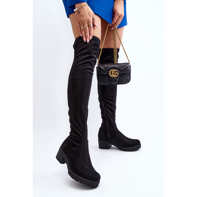Overknee-Stiefel mit niedrigem Absatz für Damen in Schwarz von Berrinda 2
