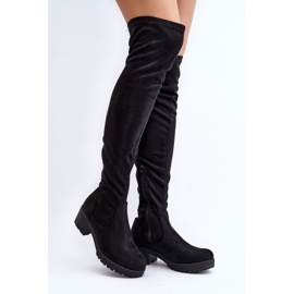 Overknee-Stiefel mit niedrigem Absatz für Damen in Schwarz von Berrinda 1