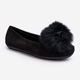Damen-Mokassins mit Fell, schwarze Novas 1