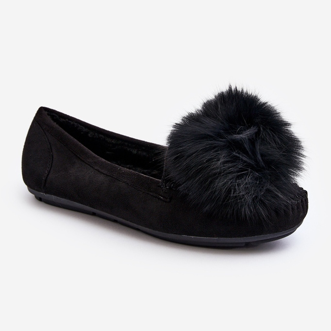 Damen-Mokassins mit Fell, schwarze Novas 1