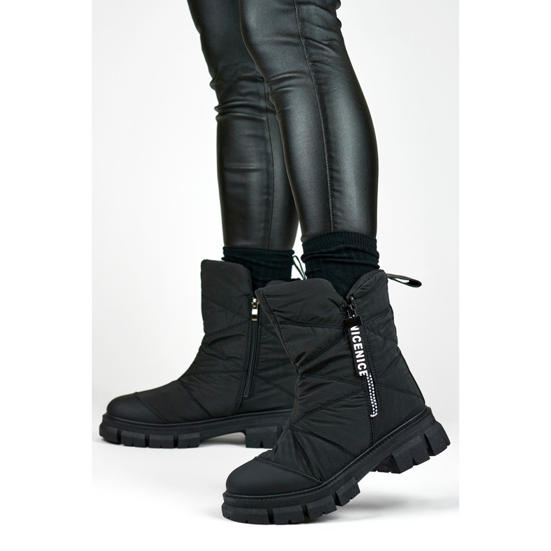 Schwarze High-Top-Schneestiefel für Damen 2