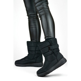 Bequeme Schneestiefel, Winterstiefel, gesteppte Stiefeletten, isoliert mit Klettverschluss schwarz 2