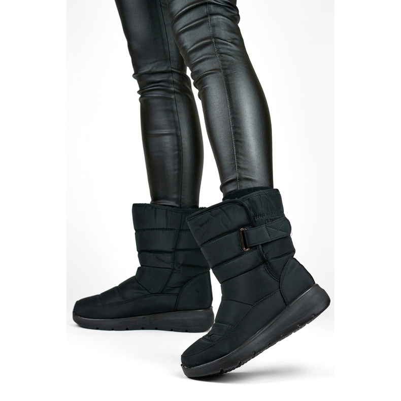 Bequeme Schneestiefel, Winterstiefel, gesteppte Stiefeletten, isoliert mit Klettverschluss schwarz 2