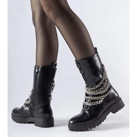 Schwarze isolierte Stiefeletten mit Carroll-Kette 2