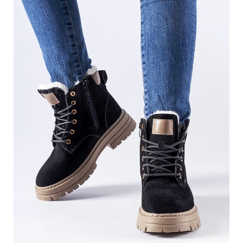 Schwarze Arbeiterstiefel mit leichter Isolierung von Stevens 1