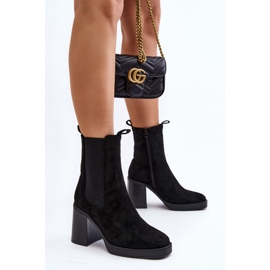 Schwarze Piovere-Damenstiefel mit klobigem Absatz 7