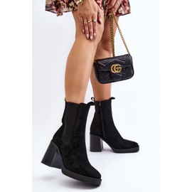 Schwarze Piovere-Damenstiefel mit klobigem Absatz 5