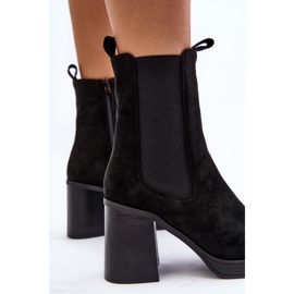 Schwarze Piovere-Damenstiefel mit klobigem Absatz 8