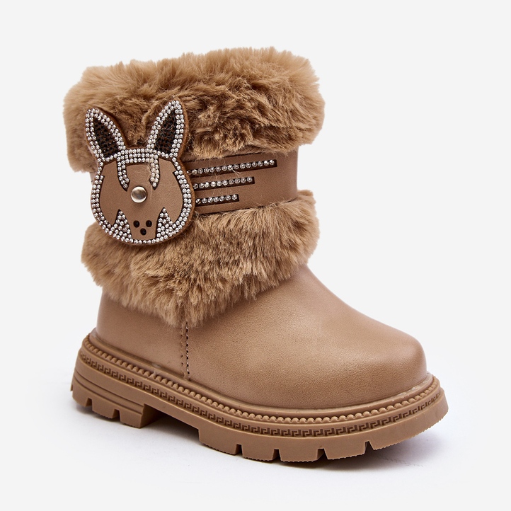 Beige Lunami Kinder-Schneestiefel mit Fell 1