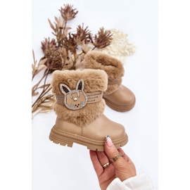 Beige Lunami Kinder-Schneestiefel mit Fell 2