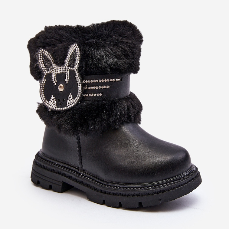 Kinder-Schneestiefel mit Fell, Black Lunami schwarz 1