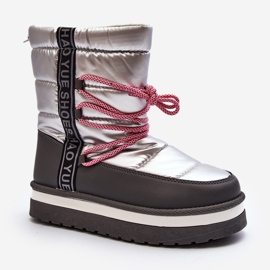 Damen-Schneestiefel mit silberner lila Schnürung 2