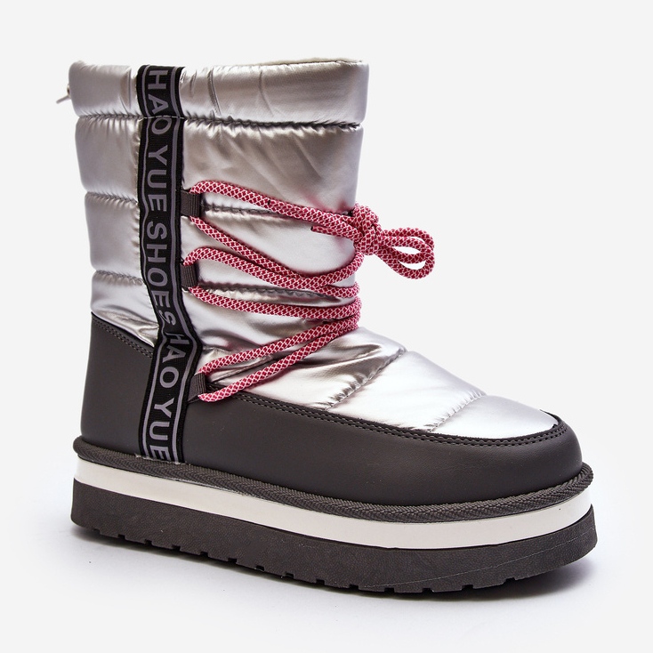 Damen-Schneestiefel mit silberner lila Schnürung 2