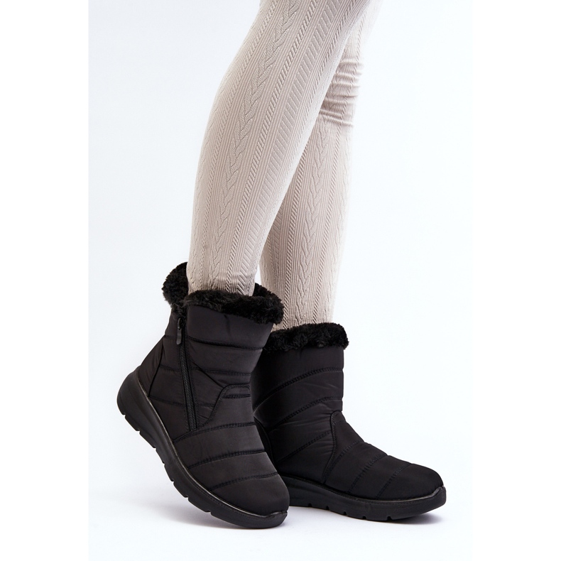 Schwarze Zeuna Damen-Schneestiefel mit Reißverschluss und Fell 2