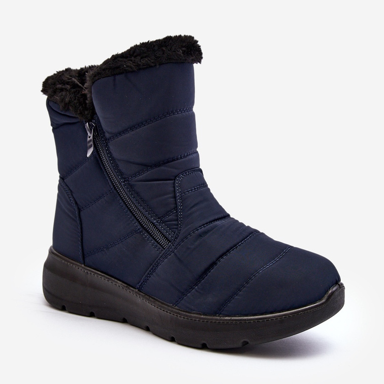 Damen-Schneestiefel mit Reißverschluss und Fell, Marineblau Zeuna 1