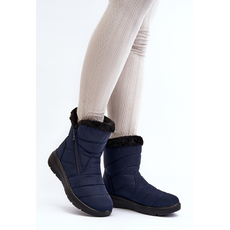 Damen-Schneestiefel mit Reißverschluss und Fell, Marineblau Zeuna 2
