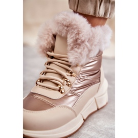 NEWS Frauen Schneestiefel Spitze -up mit Pelzlicht Beige 4