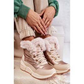 NEWS Frauen Schneestiefel Spitze -up mit Pelzlicht Beige 3