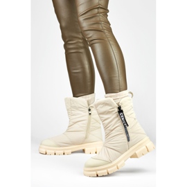 Beigefarbene High-Top-Schneestiefel für Damen 1