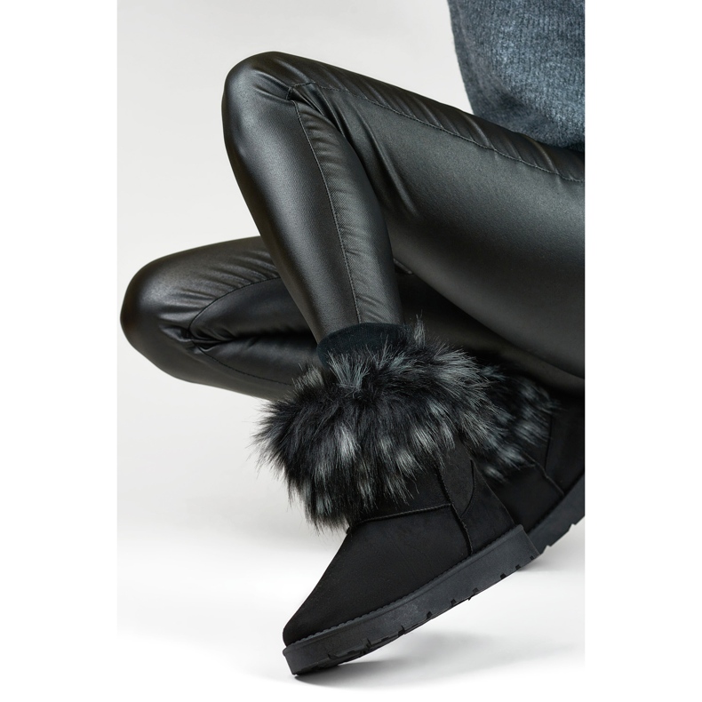 Schwarze Damen-Schneestiefel mit Fell, Winterschuhe für den Winter 1