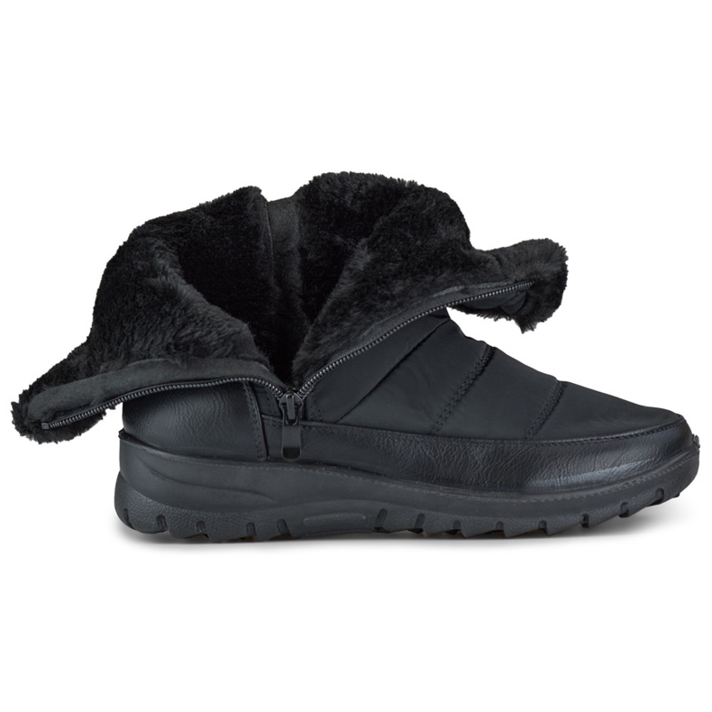Damen-Schneestiefel mit Fell, bequeme Stiefel schwarz 1