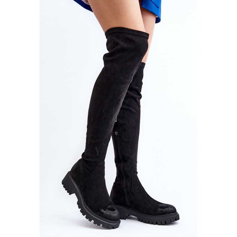 Flache Overknee-Stiefel für Damen La.Fi 270068B-SU Schwarz 1
