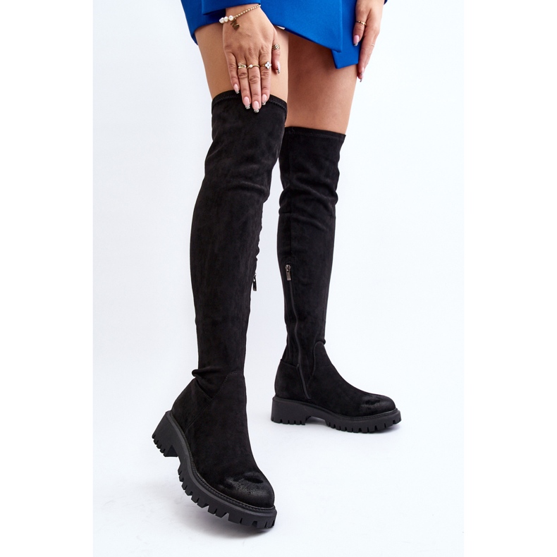 Flache Overknee-Stiefel für Damen La.Fi 270068B-SU Schwarz 2