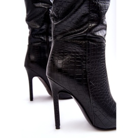 Super Mode Damen-Stiefel mit hohem Absatz, Tiermuster, Schwarz, Mambra 4