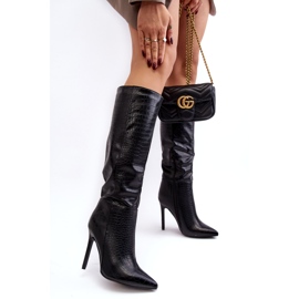 Super Mode Damen-Stiefel mit hohem Absatz, Tiermuster, Schwarz, Mambra 3