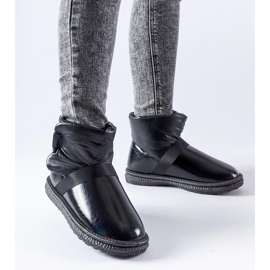 Schwarze glänzende kurze Delaune-Schneestiefel 1