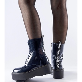 Marineblaue Leos-Plateauschuhe aus Lackleder 1