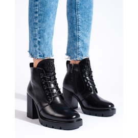 W. Potocki Potocki schwarze Damen-Stiefeletten mit hohen Absätzen 1