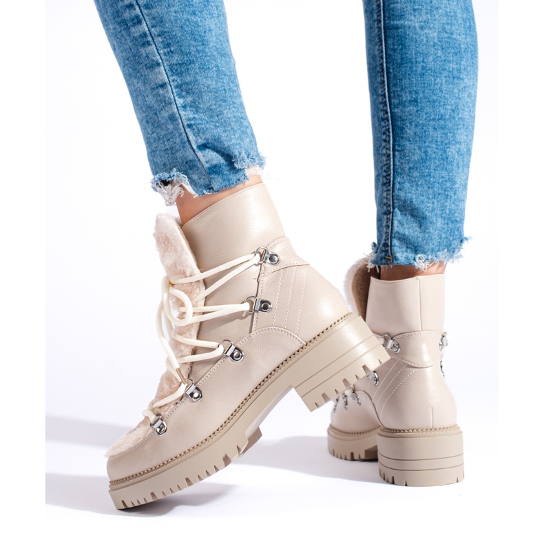 W. Potocki Beige Damen-Schneestiefel mit Fell Potocki 2