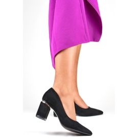 Schwarze Damen-Pumps aus Wildleder mit hohem Absatz 1