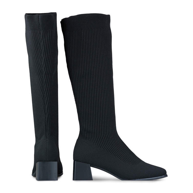 Schwarze Sock-Boots für Damen mit elastischem Obermaterial 1