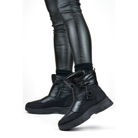 Schwarze Schneestiefel mit Klettverschluss, isolierte Stiefel für den Winter 1