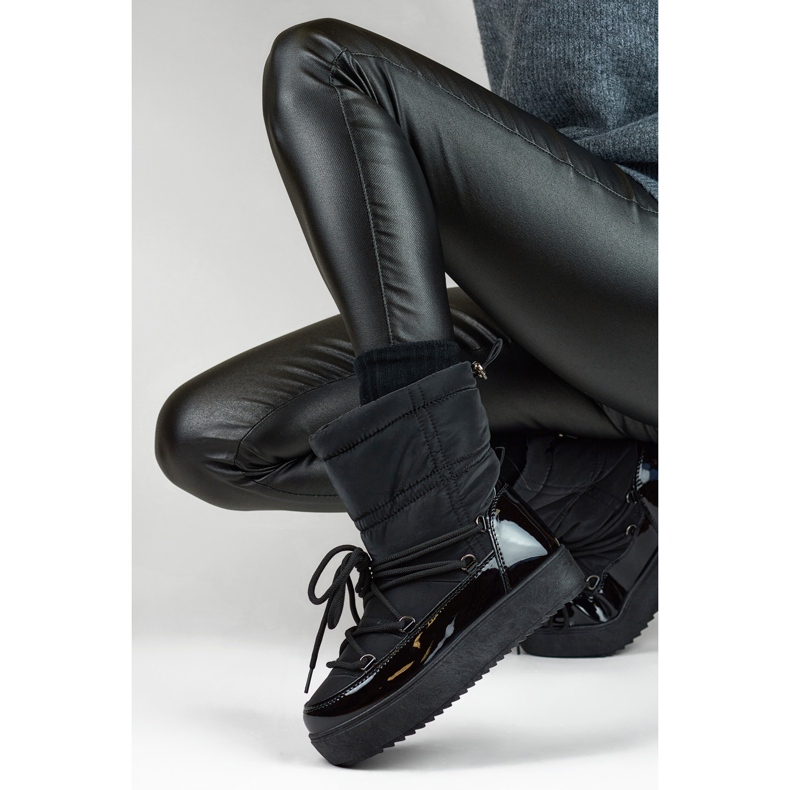 Schwarze Damen-Schneestiefel mit dicker Sohle, Winterschuhe 1