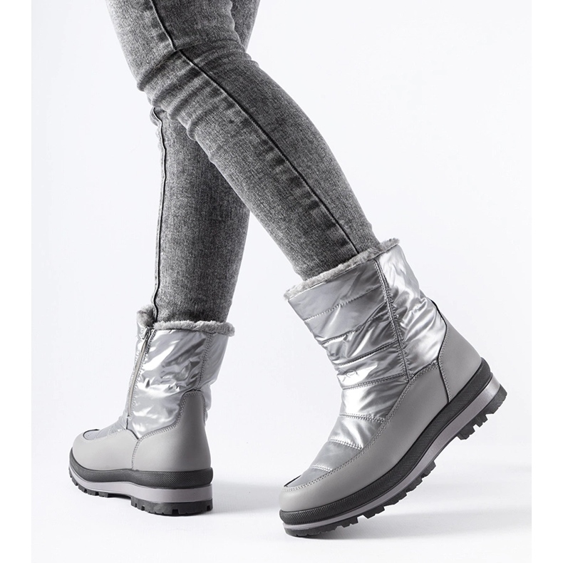 Tylertown silberne, pelzgefütterte Schneestiefel 1