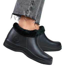 Schwarze, isolierte kurze Gummistiefel für Damen 2