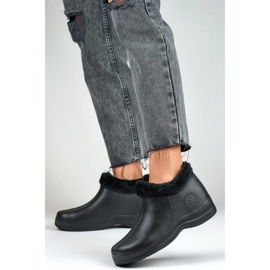 Schwarze, isolierte kurze Gummistiefel für Damen 1