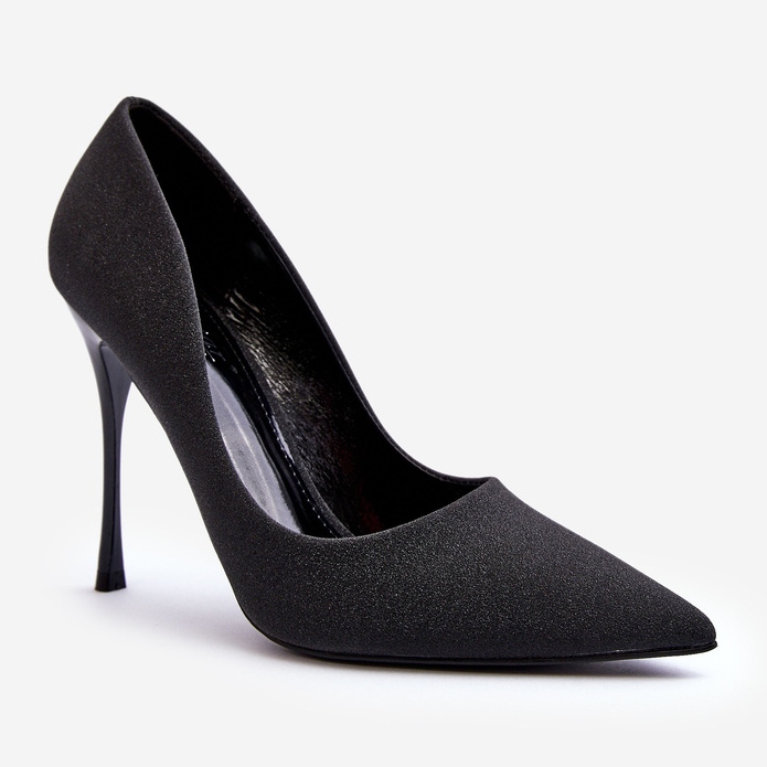 Tiberons schwarze Glitzer-High-Heels 1