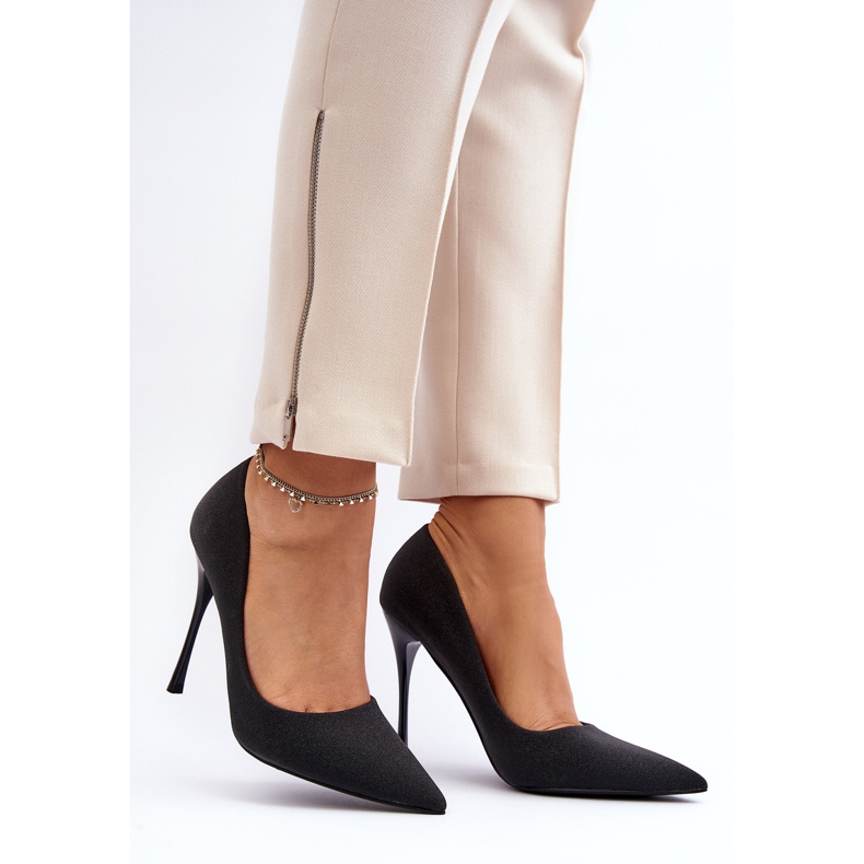 Tiberons schwarze Glitzer-High-Heels 2