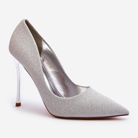 Tiberons glitzernde silberne High Heels 1