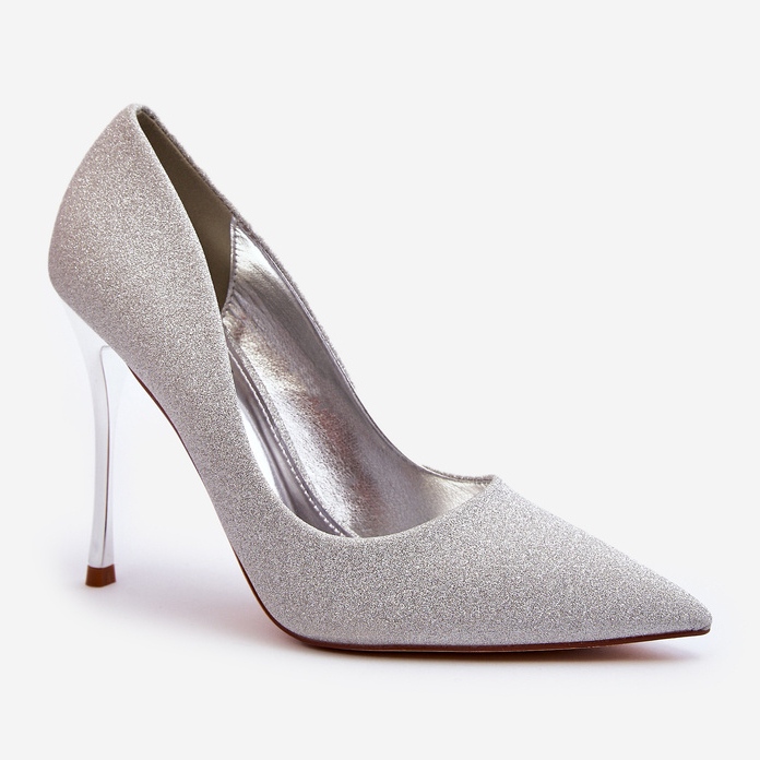 Tiberons glitzernde silberne High Heels silber- 1
