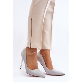 Tiberons glitzernde silberne High Heels silber- 2